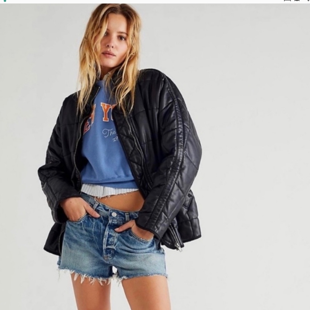 Free People Black Vegan Leather Jacket